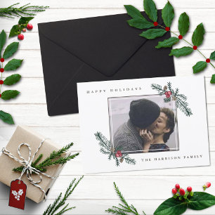 Carte de Noël photo Holly Branches