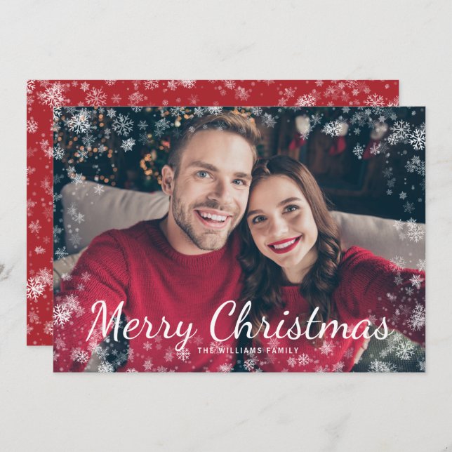 Carte de Noël photo Joyeux Neige (Devant / Derrière)