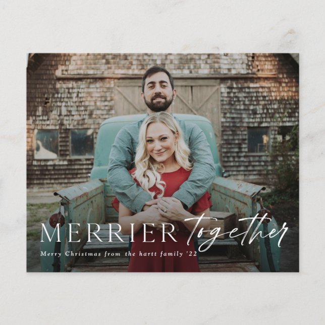 Carte de Noël photo Merrier Ensemble Budget (Devant)