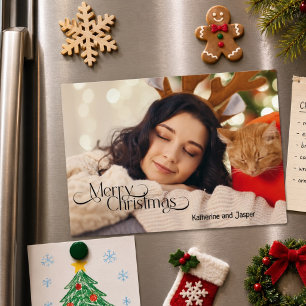 Carte de Noël photo minimaliste souvenir aimantée