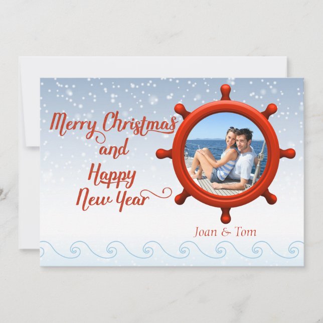 Carte de Noël photo Nautical Beach Boaters (Devant)
