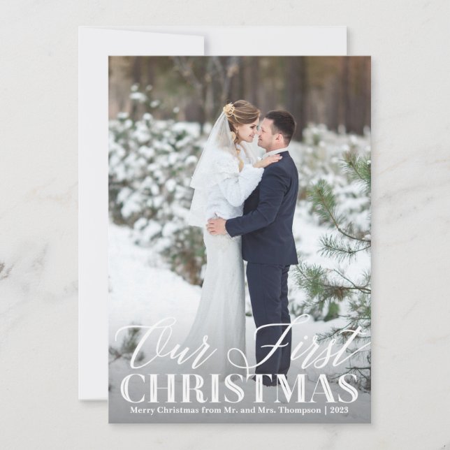 Carte de Noël photo neuve Notre premier Noël (Devant)