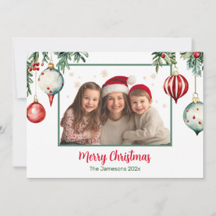 Carte de Noël photo ornements vintages