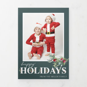 Carte de Noël photo pliable triple Joyeuses Fêtes 
