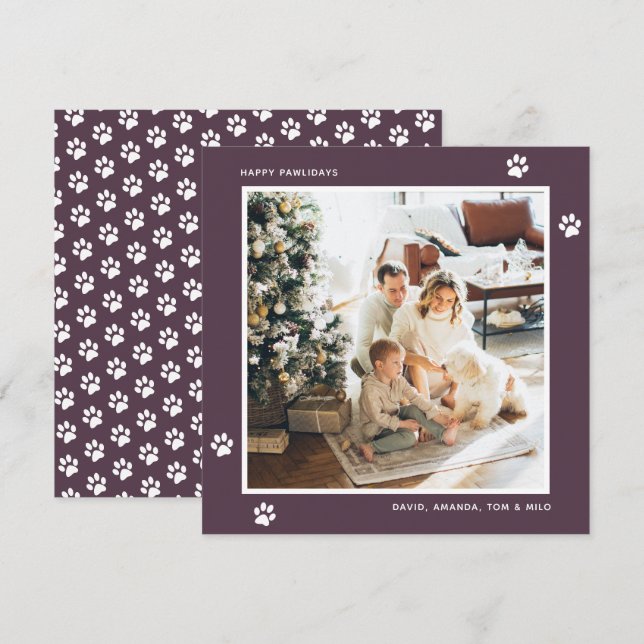 Carte de Noël photo pour propriétaire de chat chie (Devant / Derrière)