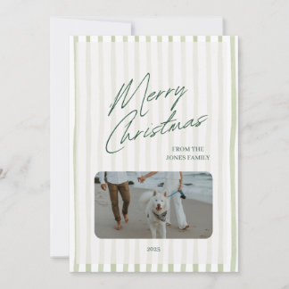 Carte de Noël photo rayée minimaliste