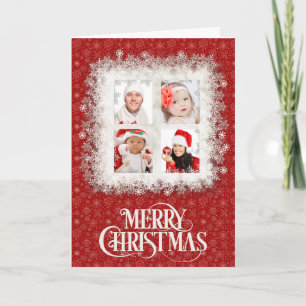Carte de Noël photo Red Snowflake