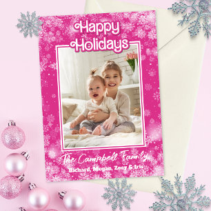 Carte de Noël photo   Rose chaud   Flacons lunaire