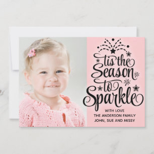 Carte de Noël photo rose Saison pour briller