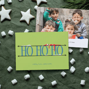 Carte de Noël photo sarcelle et verte avec des elf