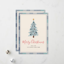 Carte de Noël photo scandinave bleu gris minimalis