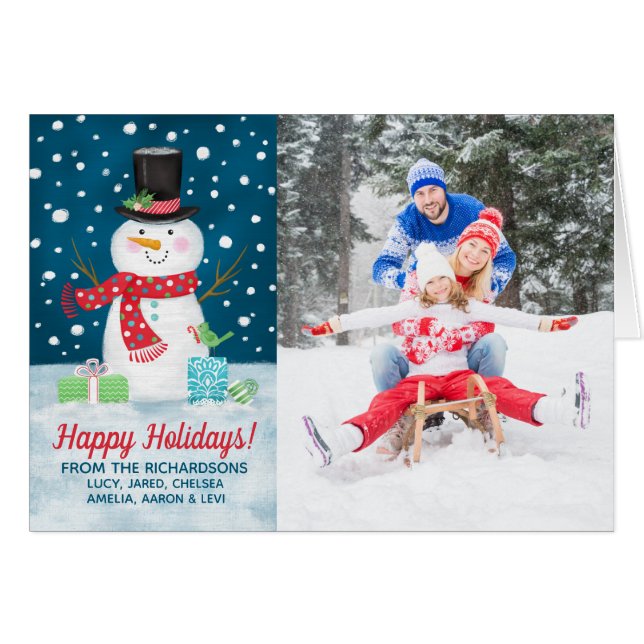 Carte de Noël photo Snowman (Devant horizontal)
