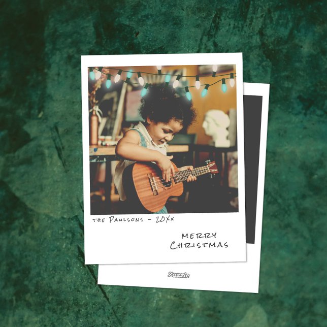 Carte de Noël photo vintage - Lumières bleu et bla (Créateur téléchargé)