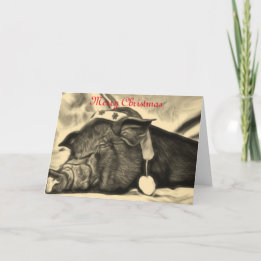 Carte de Noël Pig paisible