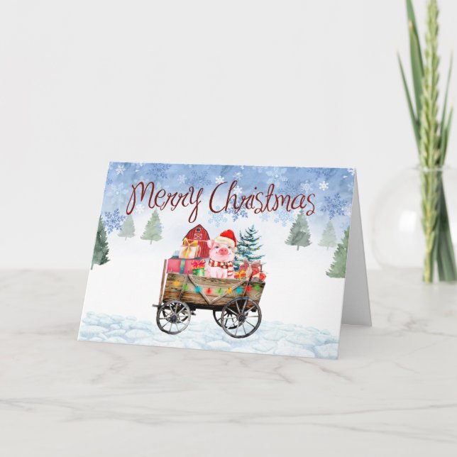 Carte de Noël Piglet Fun (Devant)