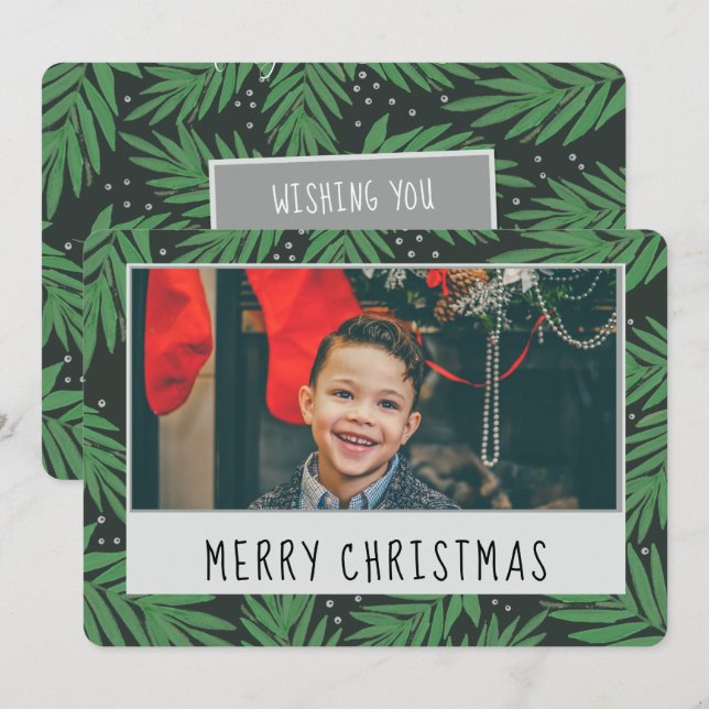 Carte de Noël Pine Verte (Devant / Derrière)