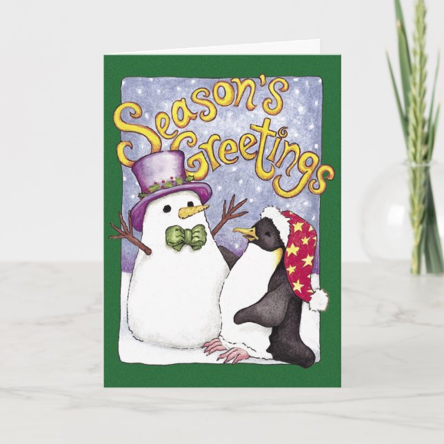 Carte de Noël Pingouin des neiges (Devant)