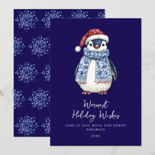 Carte de Noël Pingouin mignonne