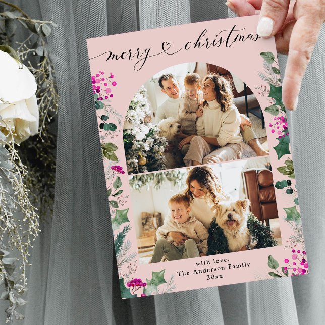 Carte de Noël Pink and Merry 2 Photo (Créateur téléchargé)
