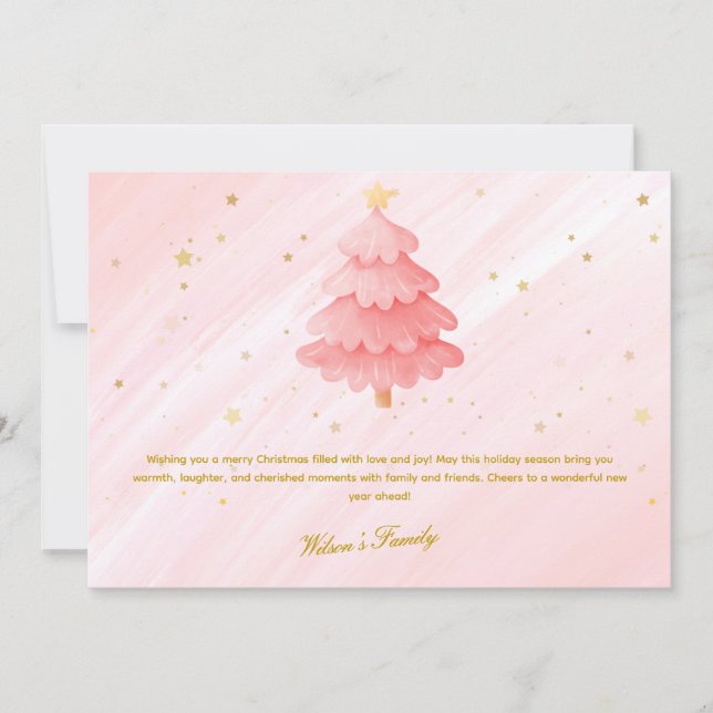 Carte de Noël Pink Gold Christmas Tree (Devant)