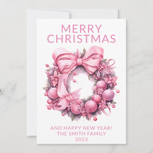 Carte de Noël Pink Wareath (Devant)