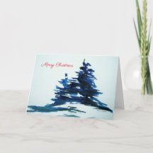 Carte de Noël Pins Bleus