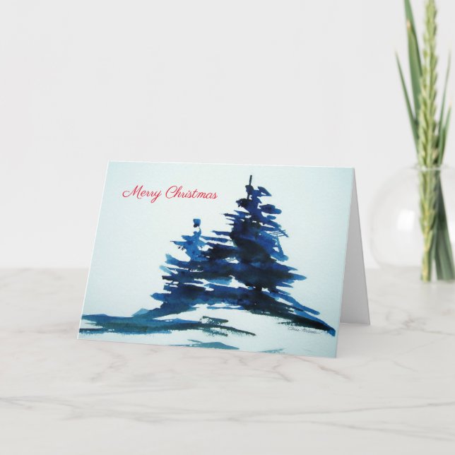 Carte de Noël Pins Bleus (Devant)