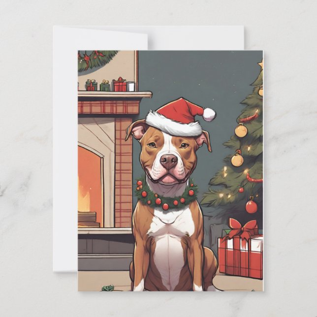 Carte de Noël Pit Bull pour Amoureux de les chiens (Devant)