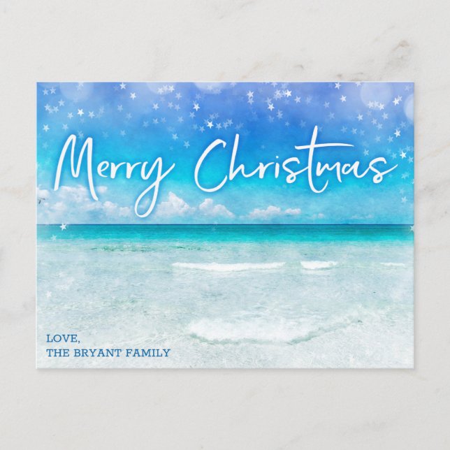 CARTE DE NOËL | Plage de Floride Bleu Tropical (Devant)
