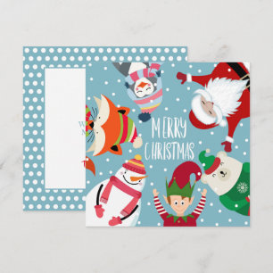 Carte de Noël plat du Père Noël et de ses amis