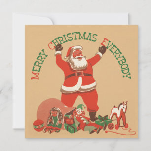 Carte de Noël Plat Retro Père Noël