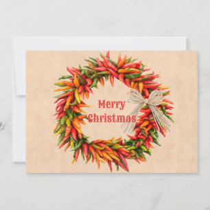 Carte de Noël plat Ristra Wreath dans le sud-ouest