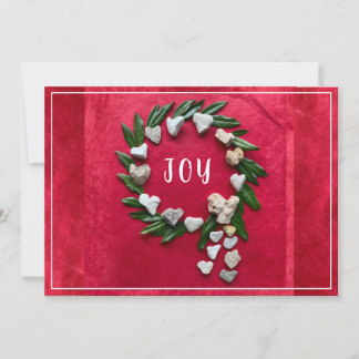 Carte de Noël plate à thème de couronne rouge et b