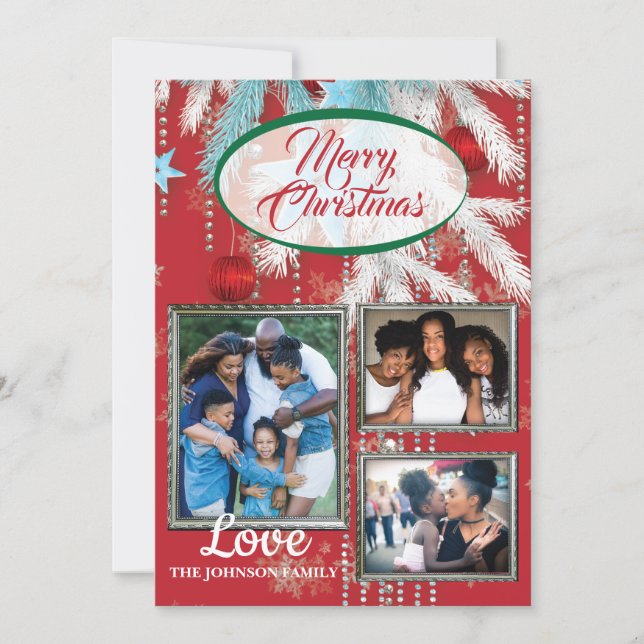 Carte de Noël plate avec photos (Devant)