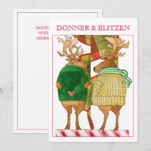 CARTE DE NOËL PLATE DONNER BLITZEN 5x7