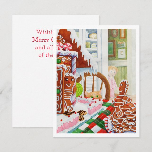 CARTE DE NOËL PLATE GINGERBREAD SURPRISE 4,25x5,5 (Devant / Derrière)