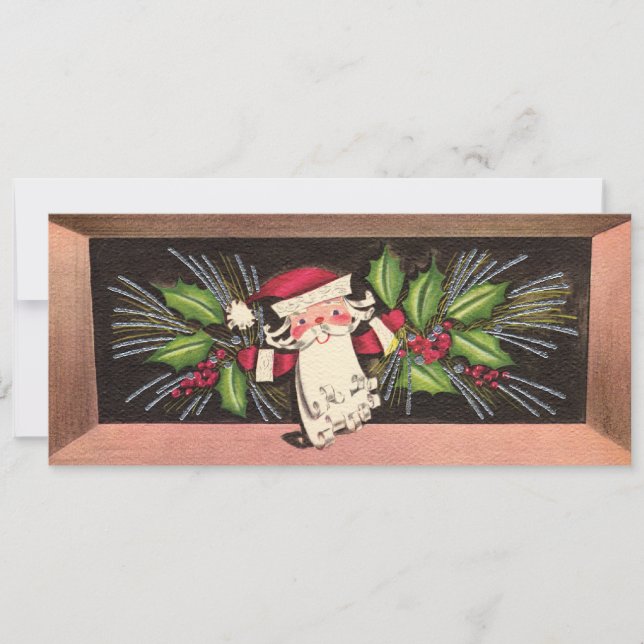 Carte de Noël plate Père Noël des années 1960 (Devant)