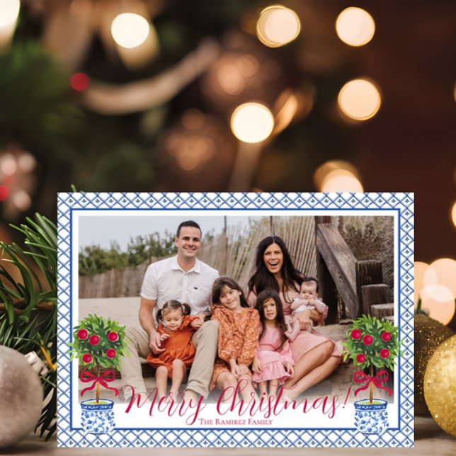 Carte de Noël plate personnalisée avec topiaire en (Créateur téléchargé)