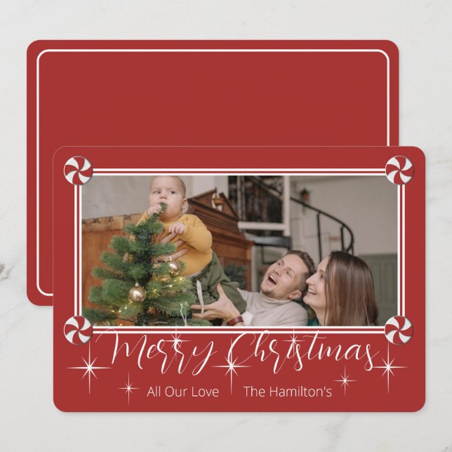 Carte de Noël plate photo Joyeux Noël (Devant / Derrière)