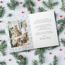 Carte de Noël pliable vintage oiseau et pinéas
