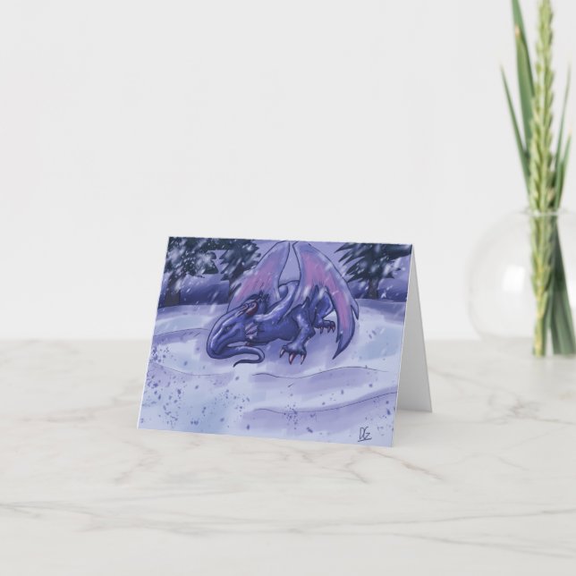 Carte de Noël pliée Dragon avec message personnali (Devant)