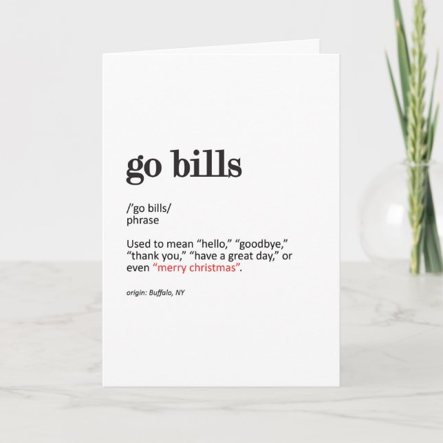 Carte de Noël pliée "Go Bills" 5" x 7" (Devant)