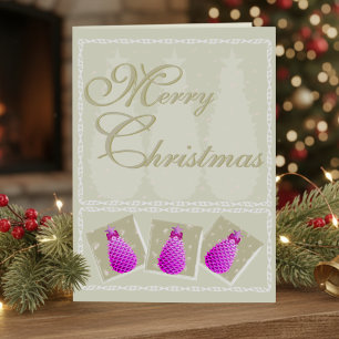 Carte de Noël pliée photo cône de pin rose