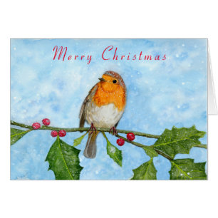 Carte de Noël pliée Robin Red Breast