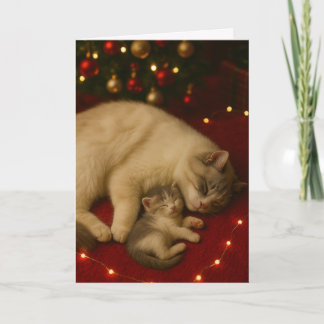 Carte de Noël pliée Sleeping Cats
