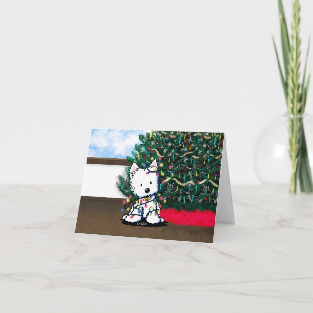 Carte de Noël pliée Westie enchantée (Devant)