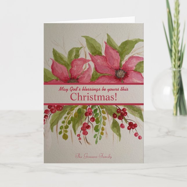 Carte de Noël Poinsettia (Devant)