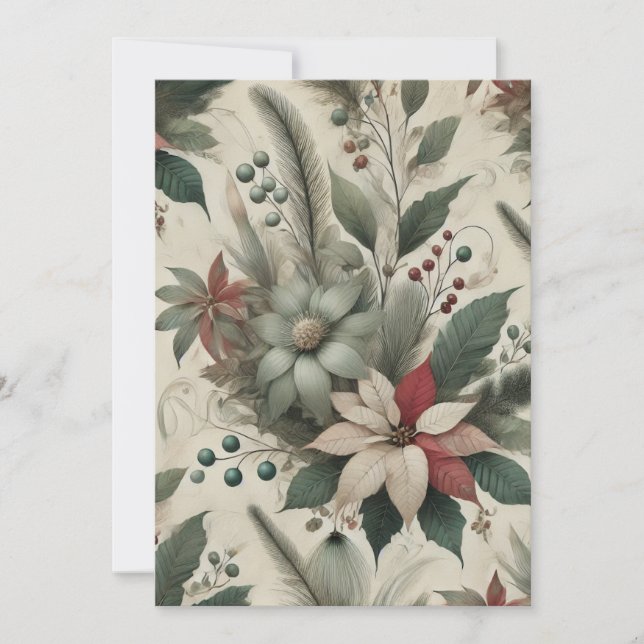 Carte de Noël Poinsettia intemporelle (Devant)