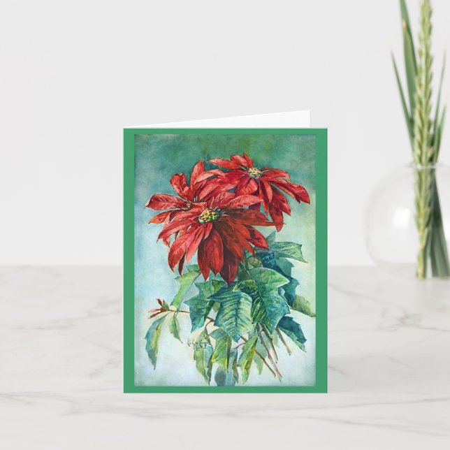 Carte de Noël Poinsettias (Devant)