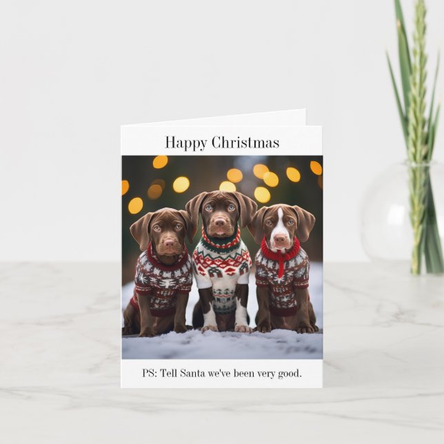 Carte de Noël Pointer Puppies (Devant)